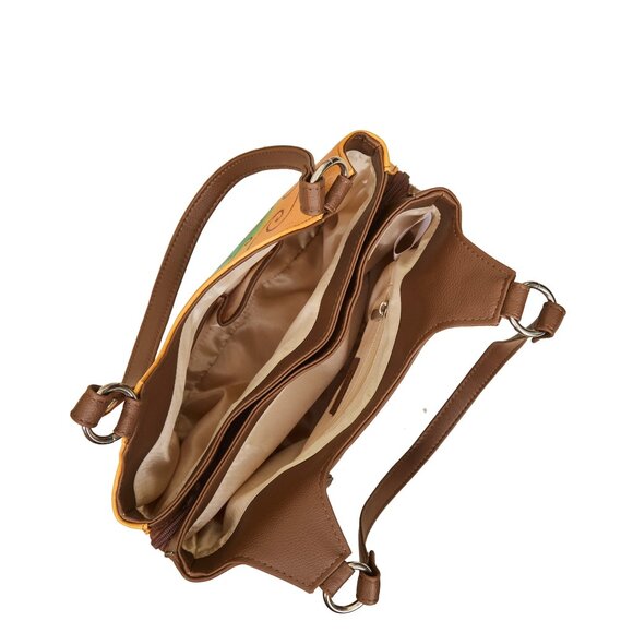 Genuine Leather Printed Shoulder Tote Bag for Women–Top Handle Handbag Daily Use - Picture 5 of 9